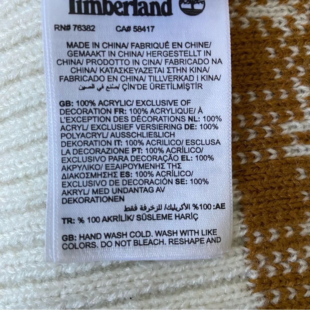 Timberland Buffalo Plaid Knit Scarf Tan Cream